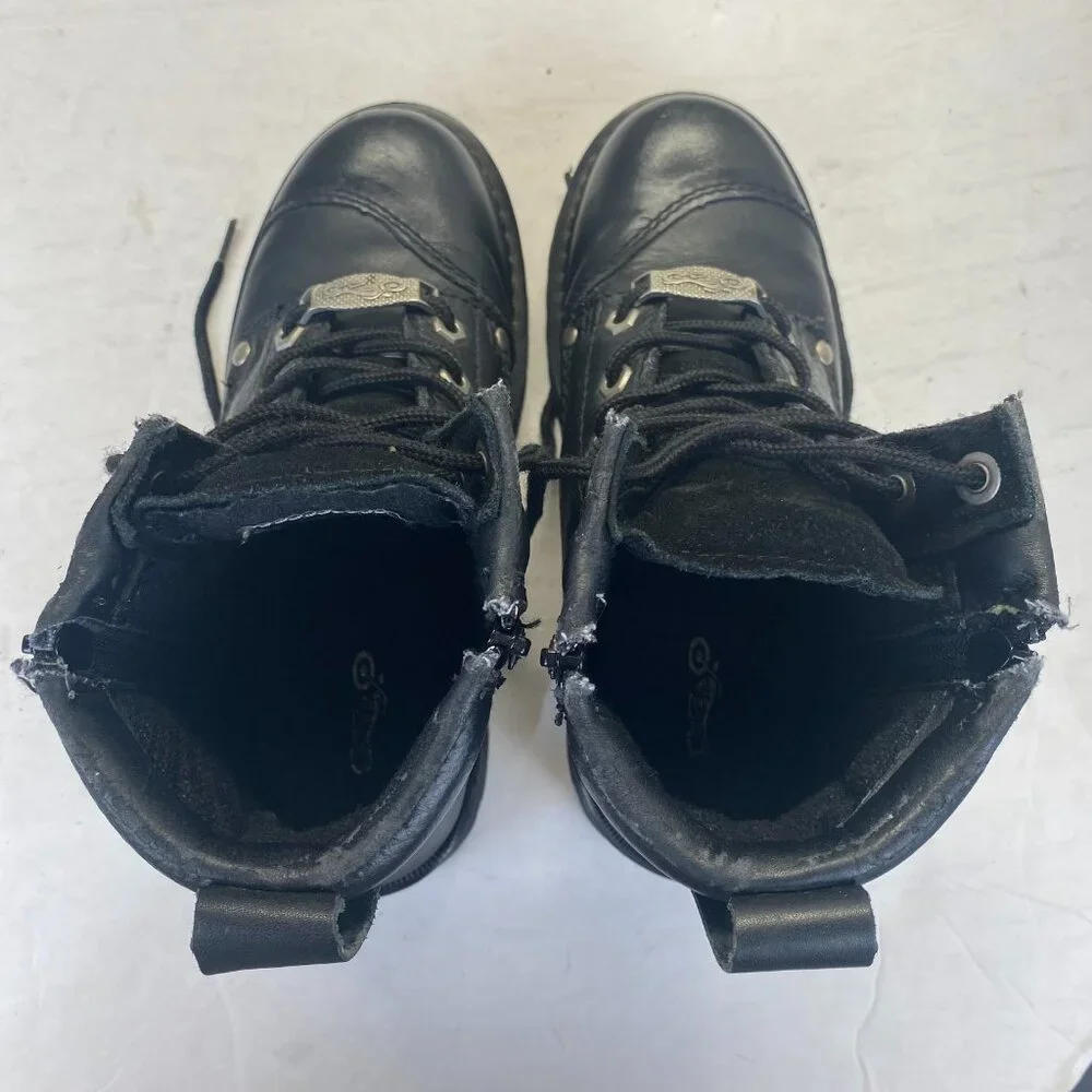 River Road Chunky Motorcycle Booties Size 6 Black Leather Double Zip Biker Boots - Picture 8 of 15